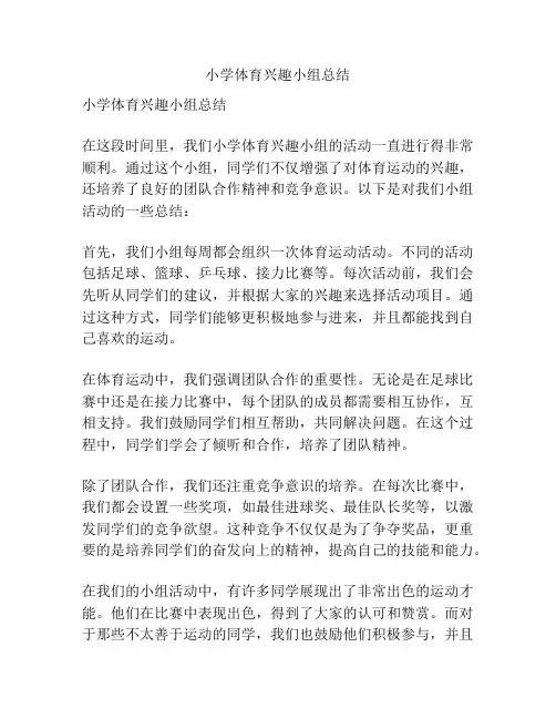 小学体育兴趣小组总结