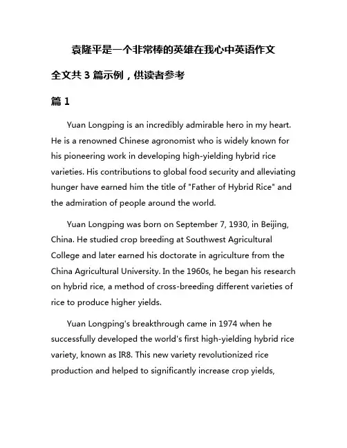 袁隆平是一个非常棒的英雄在我心中英语作文
