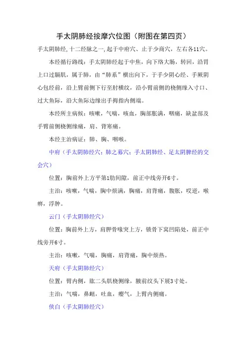 手太阴肺经按摩穴位图