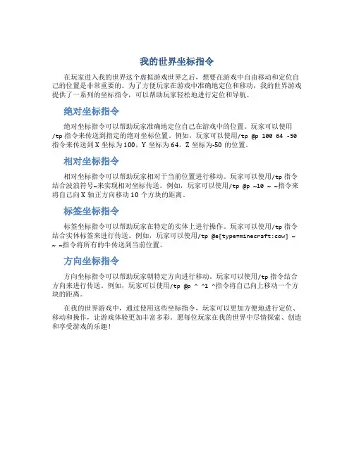 我的世界坐标指令