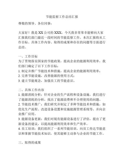 节能监察工作总结汇报