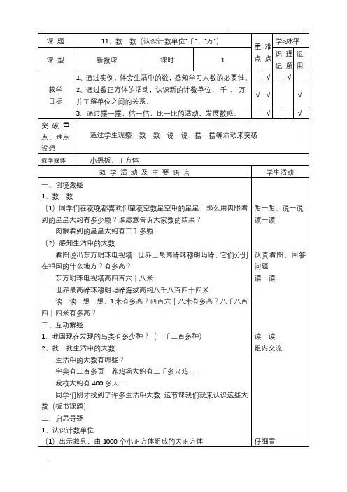 数一数(认识计数单位“千”、“万”)