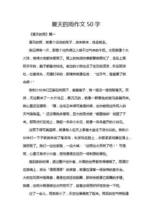 夏天的雨作文50字