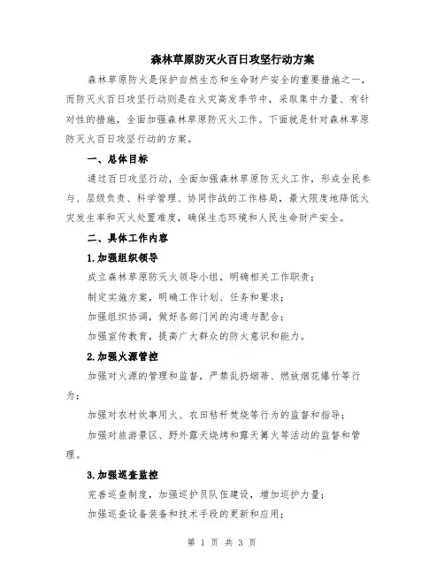 森林草原防灭火百日攻坚行动方案