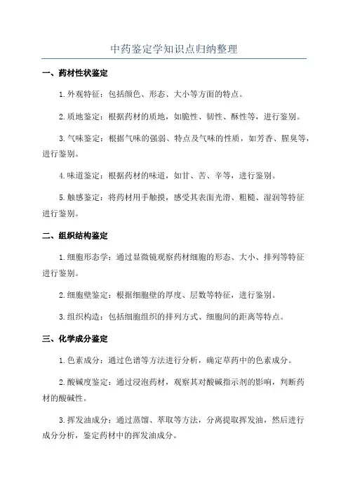 中药鉴定学知识点归纳整理