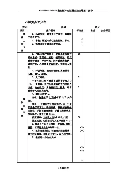 临床三基技能操作考核评分标准.