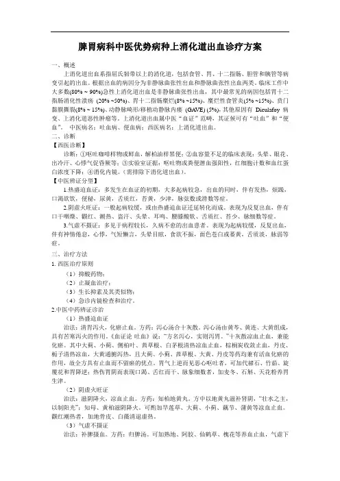 脾胃病科中医优势病种上消化道出血诊疗方案