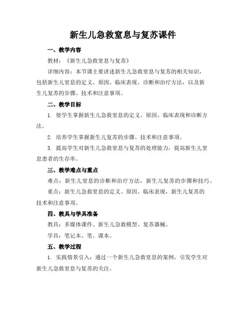 新生儿急救窒息与复苏课件