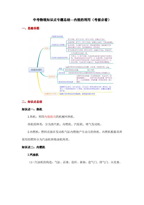 中考物理知识点专题总结—内能的利用(考前必看)
