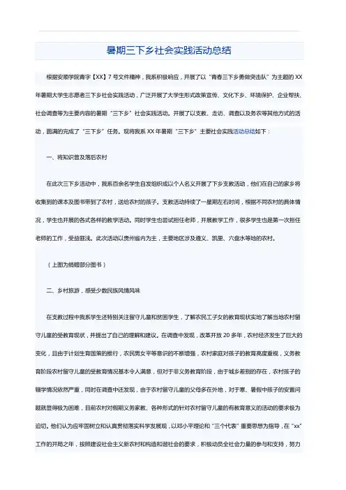 暑期三下乡社会实践活动总结