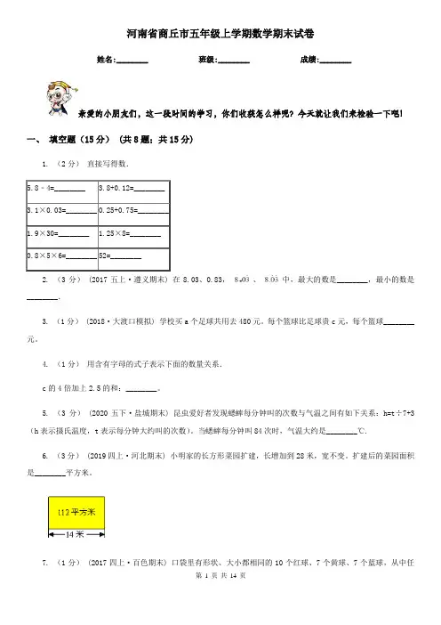 河南省商丘市五年级上学期数学期末试卷
