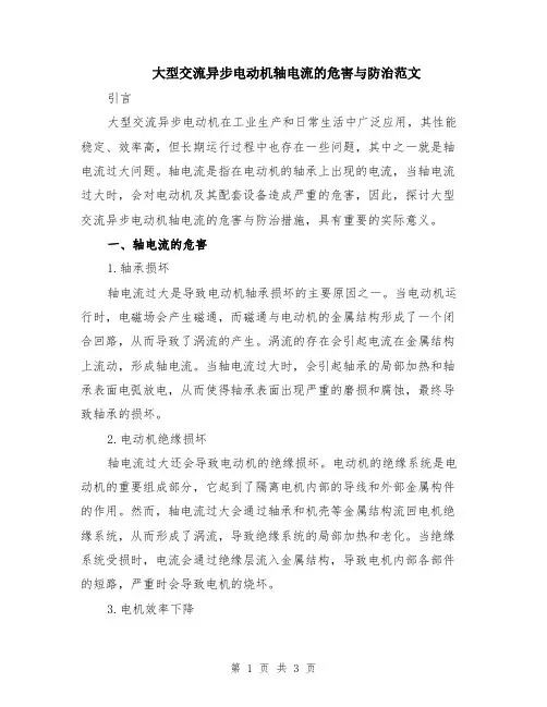 大型交流异步电动机轴电流的危害与防治范文