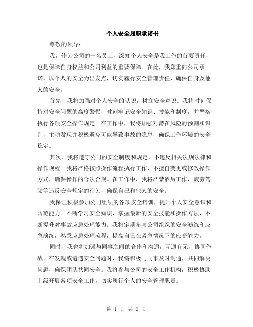 个人安全履职承诺书