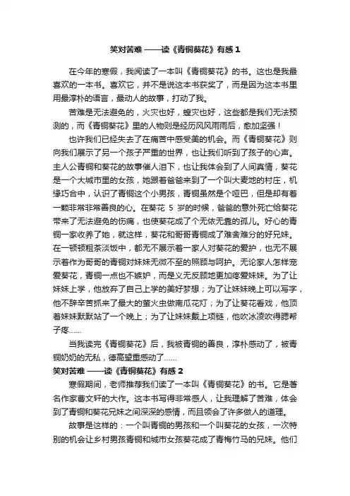 笑对苦难——读《青铜葵花》有感