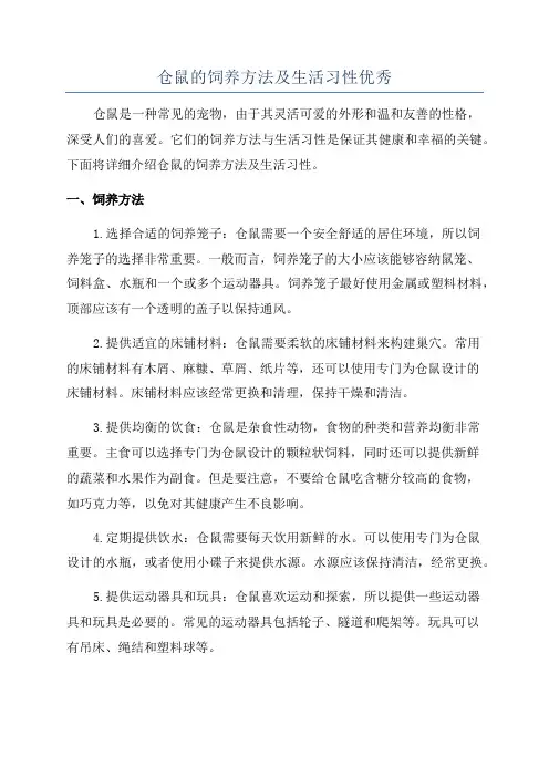 仓鼠的饲养方法及生活习性优秀