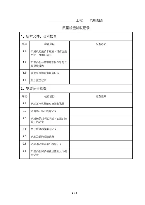 汽机扣盖前质量监督检查