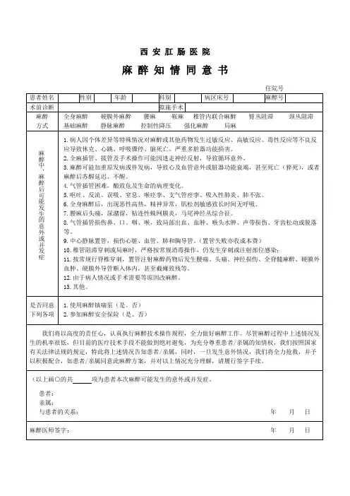 6麻醉知情同意书