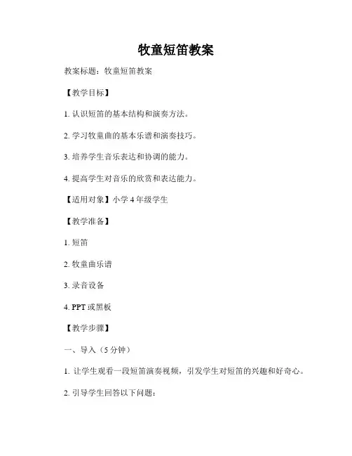 牧童短笛教案