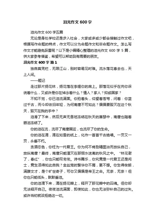 泪光作文600字五篇