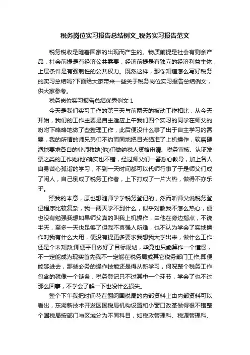 税务岗位实习报告总结例文_税务实习报告范文