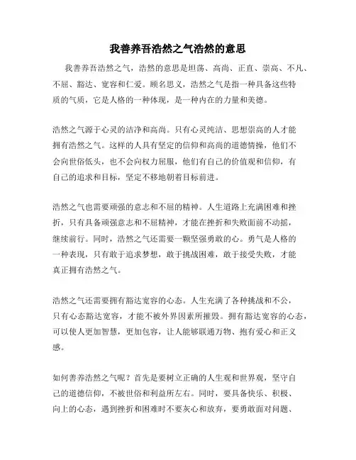 我善养吾浩然之气浩然的意思