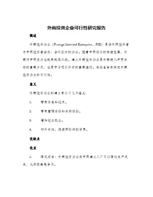 外商投资企业可行性研究报告