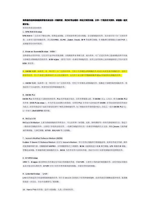 细胞培养基简介
