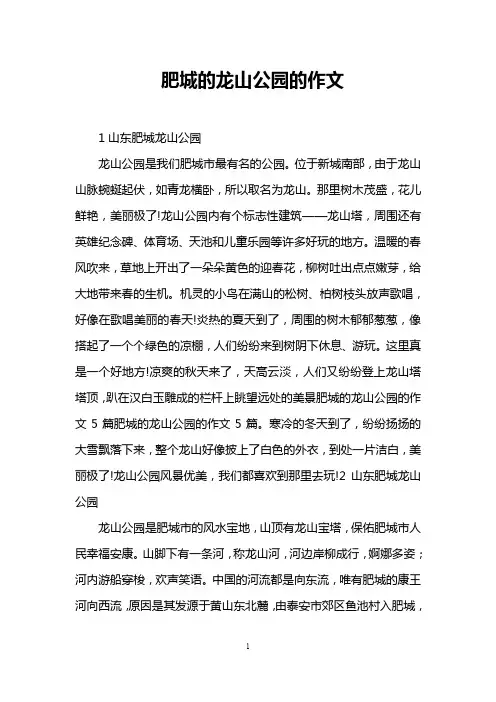 肥城的龙山公园的作文