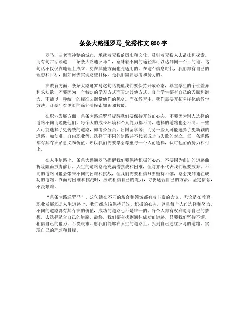 条条大路通罗马_优秀作文800字