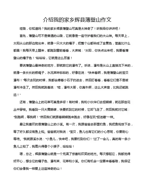 介绍我的家乡辉县薄壁山作文
