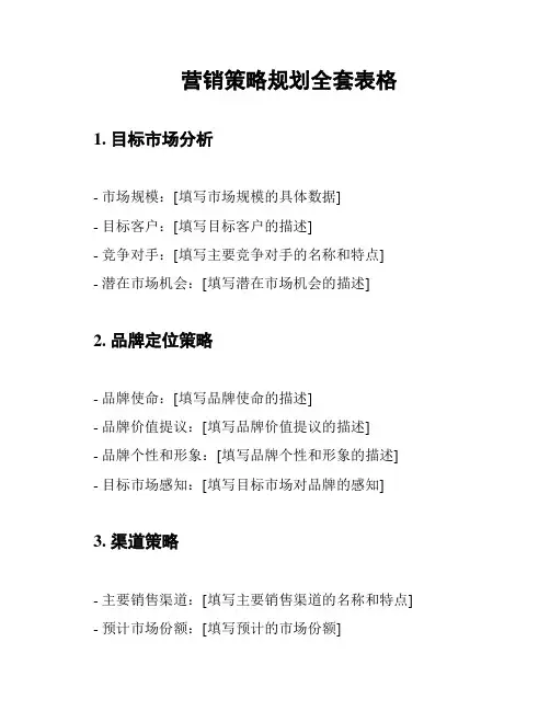 营销策略规划全套表格