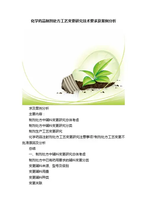 化学药品制剂处方工艺变更研究技术要求及案例分析