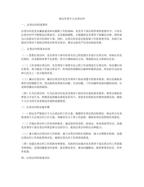 执纪审查个人自查自纠