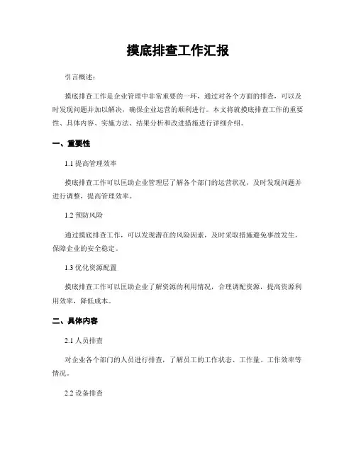 摸底排查工作汇报