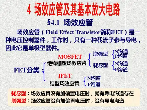 《模拟电子技术》课件第4章场效应管及其基本放大电路 