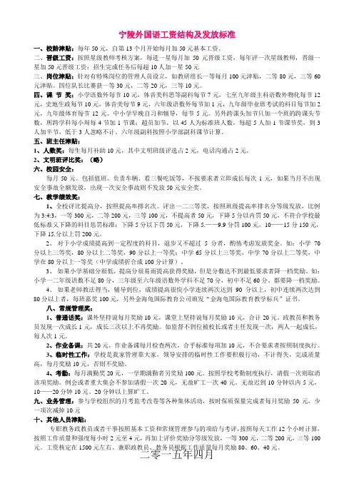 【制度准则章程】民办学校工资结构及标准