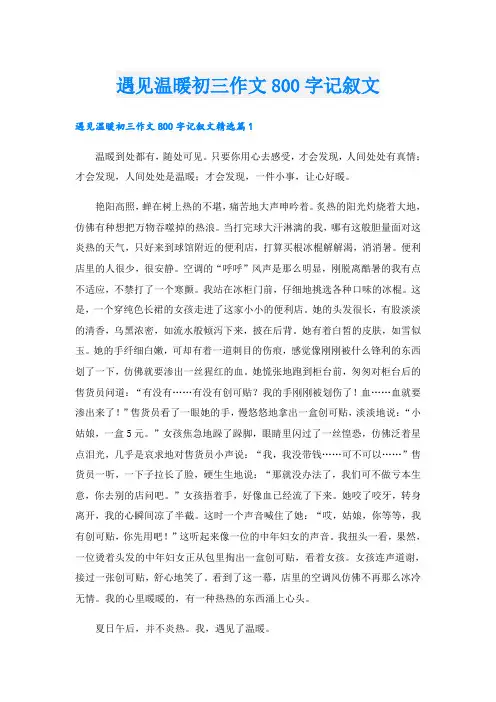 遇见温暖初三作文800字记叙文