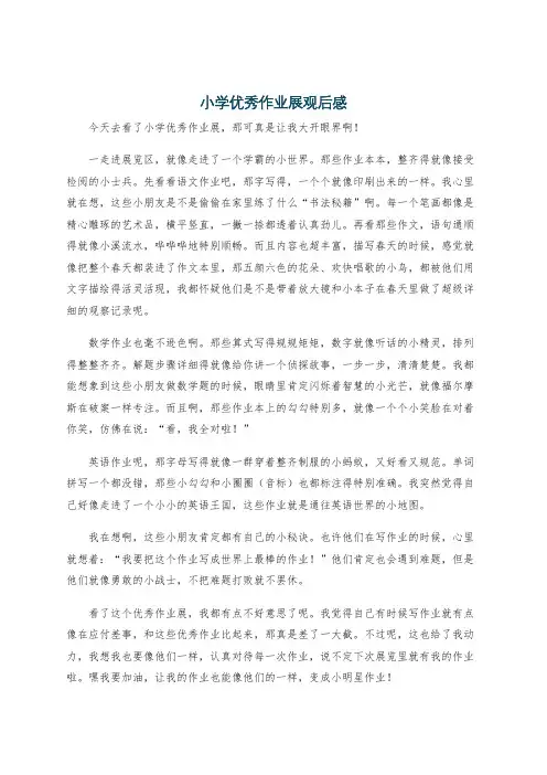 小学优秀作业展观后感