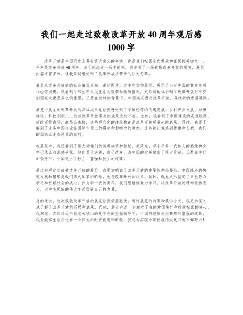 我们一起走过致敬改革开放40周年观后感1000字