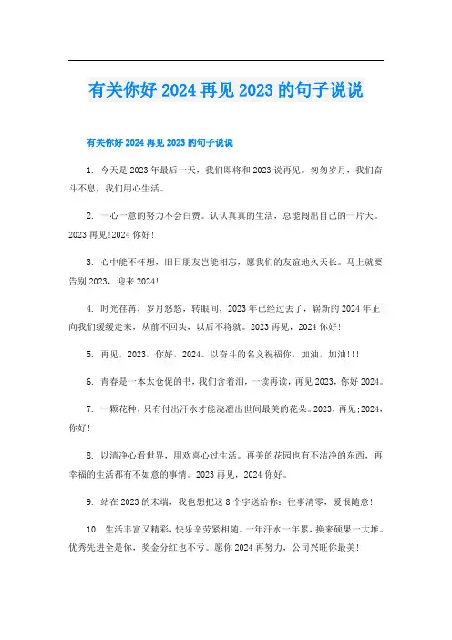 有关你好2024再见2023的句子说说