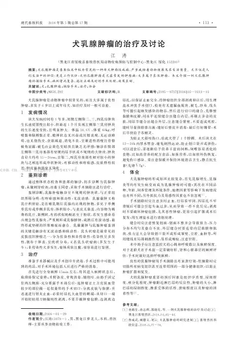 犬乳腺肿瘤的治疗及讨论
