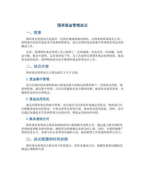 国库现金管理试点