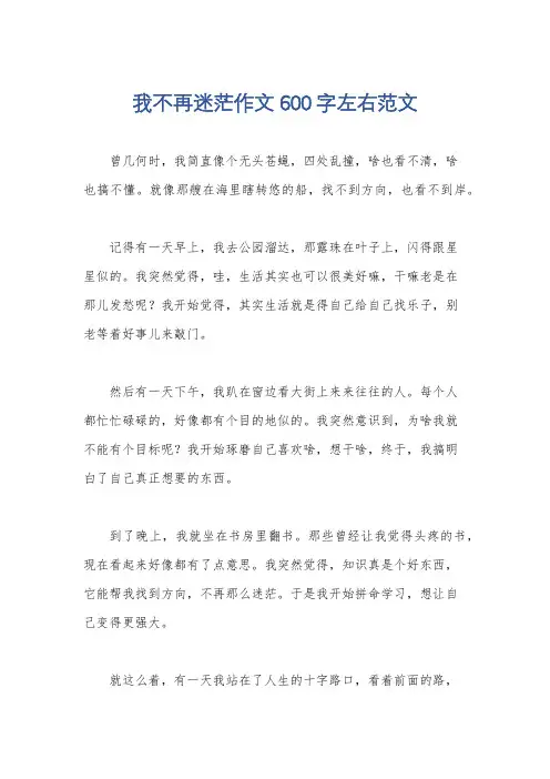 我不再迷茫作文600字左右范文