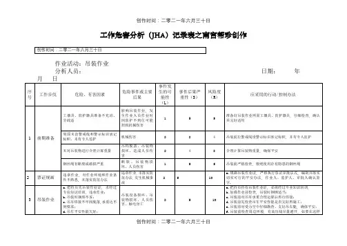 吊装作业危害分析