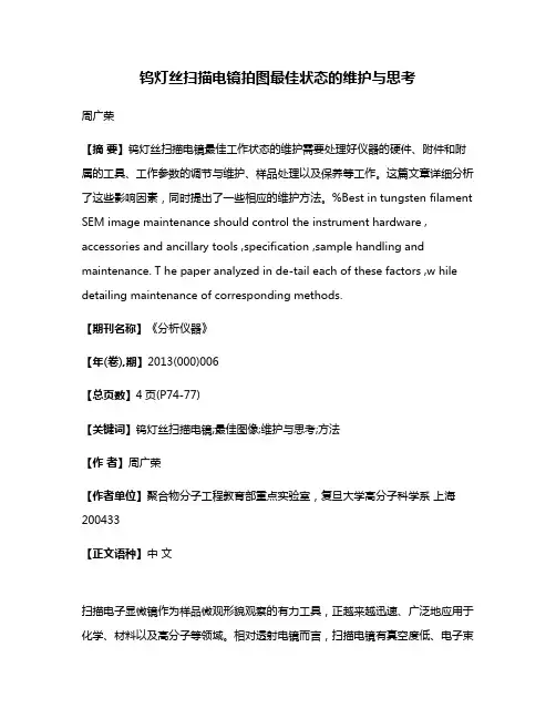 钨灯丝扫描电镜拍图最佳状态的维护与思考