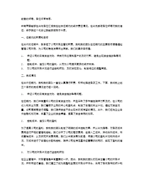 任期经济责任述职报告