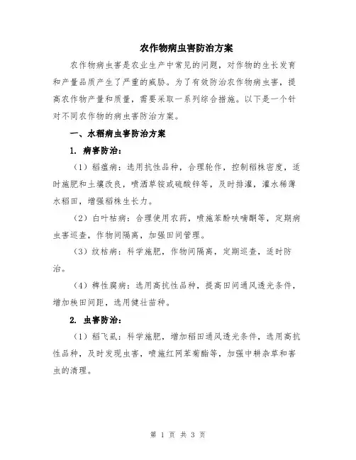 农作物病虫害防治方案