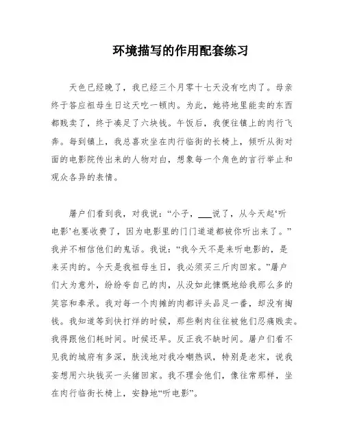 环境描写的作用配套练习