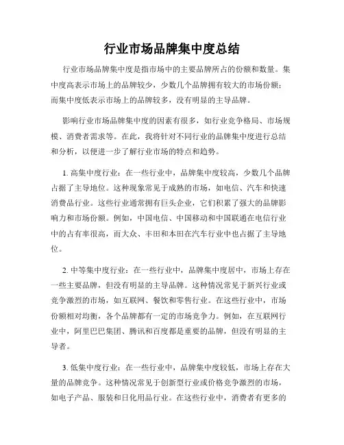行业市场品牌集中度总结