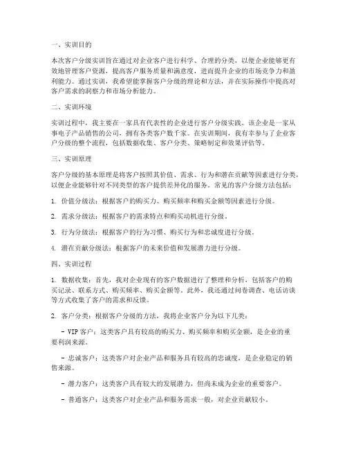 客户分级的实训报告
